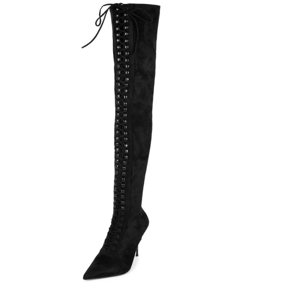 Jeffrey Campbell BURNED BLACK SUEDE Over The Knee  Boots Sz 6.5 - Picture 3 of 16